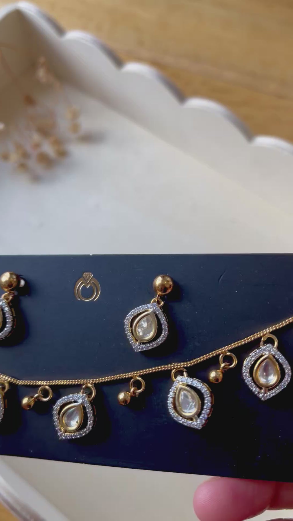 Delicate Polki Kundan Necklace Set – | Real Polki Stone Multi-Charm Necklace & Earrings