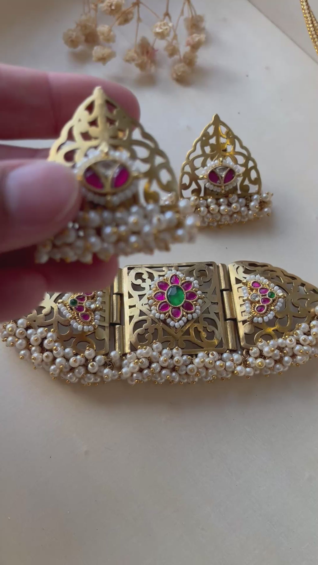 Heritage Rajwadi Choker Necklace Set | Real Pachi Kundan Jewellery