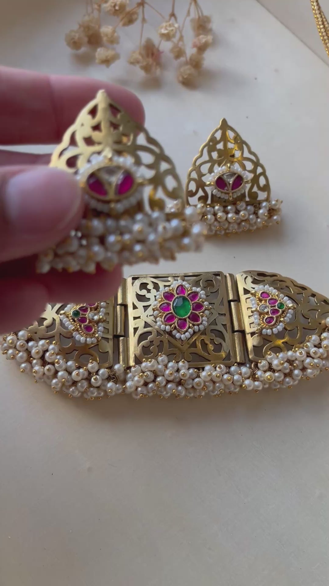 Heritage Rajwadi Choker Necklace Set | Real Pachi Kundan Jewellery