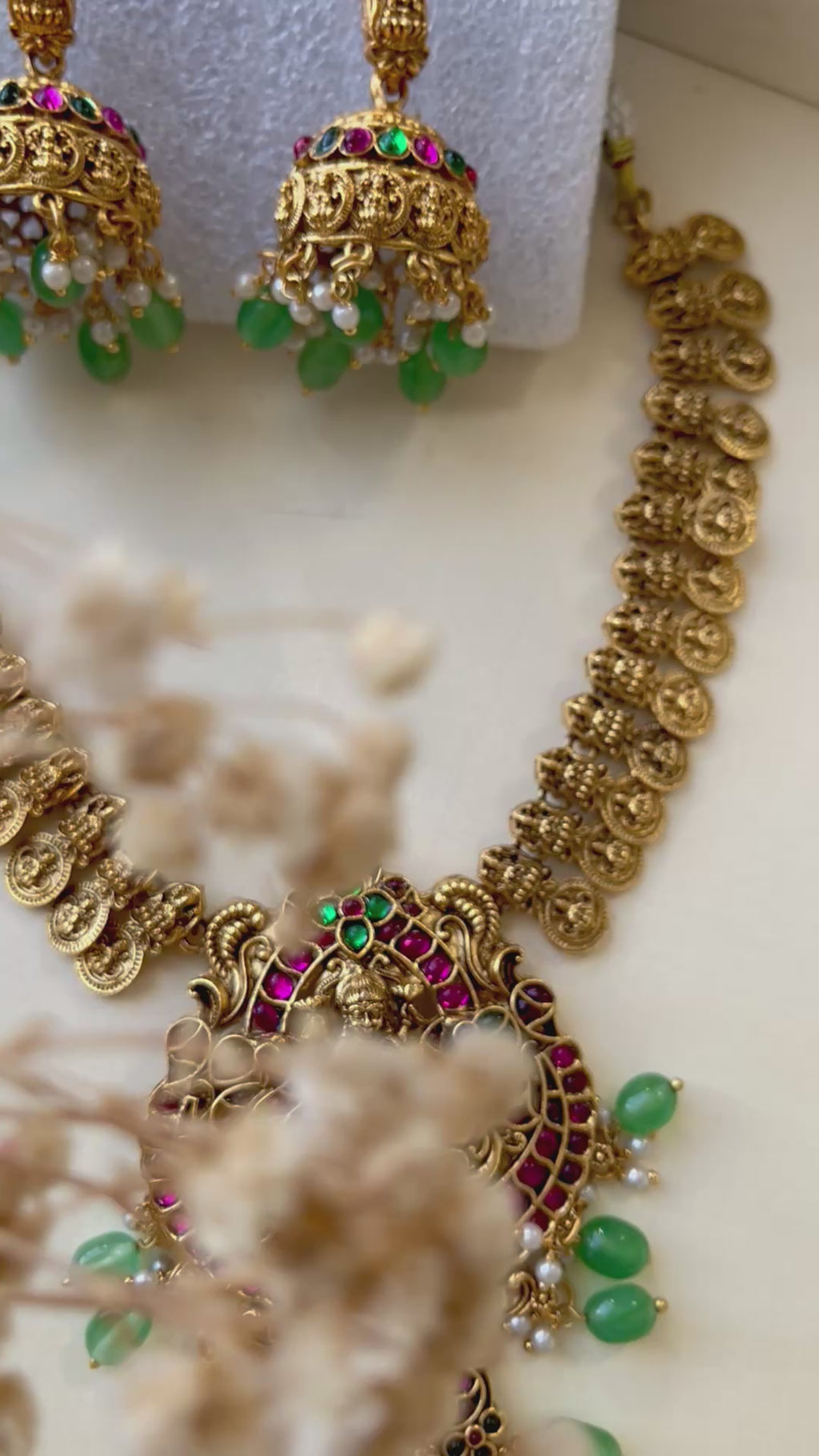 Antique polish kundan Laxmiji necklace set