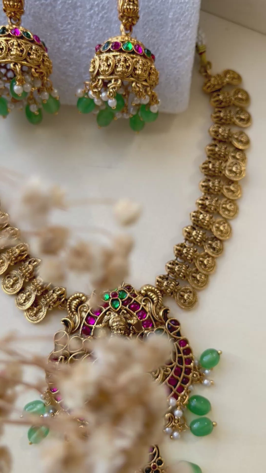 Antique polish kundan Laxmiji necklace set