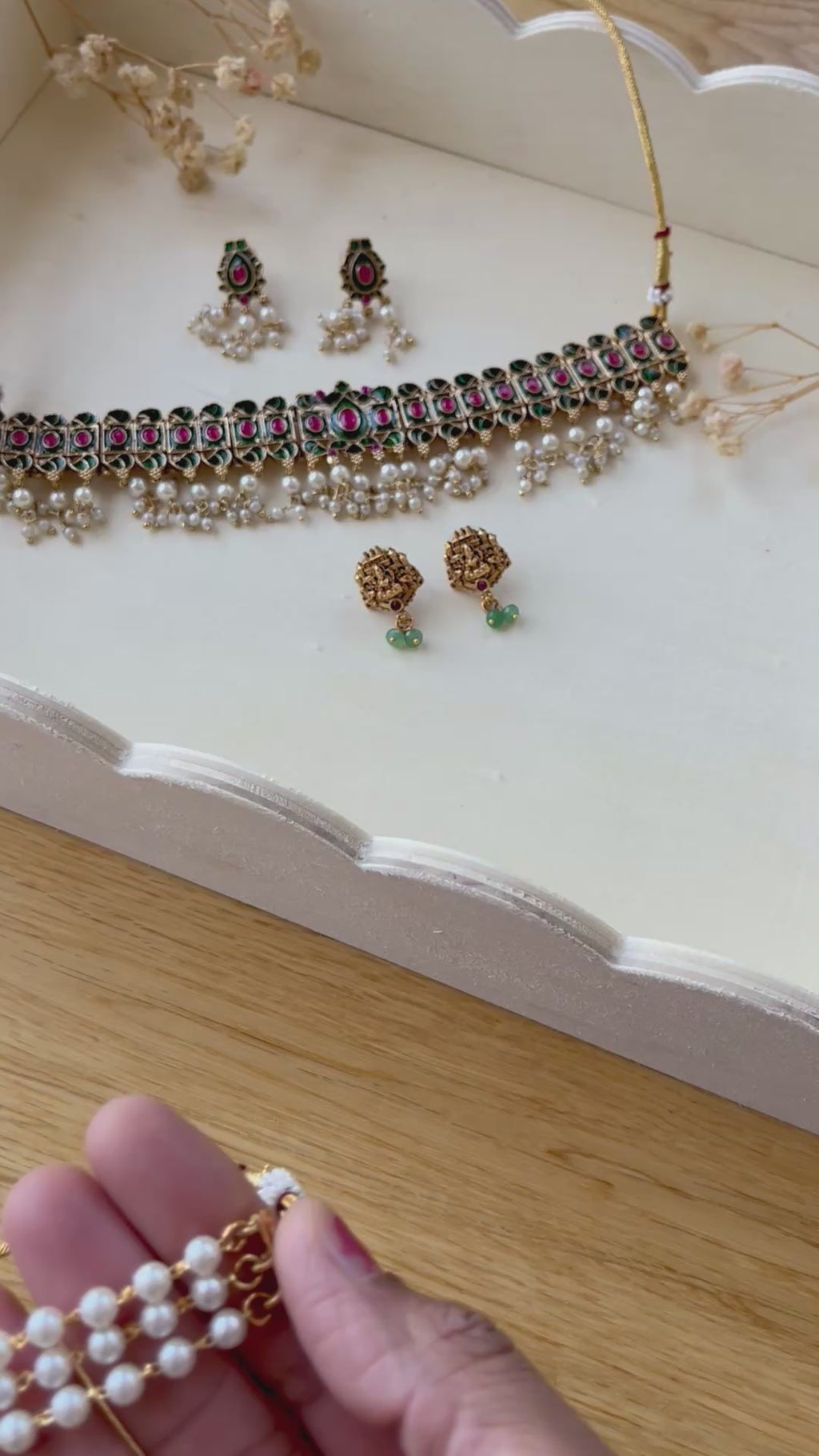Laxmiji idol and pearl choker