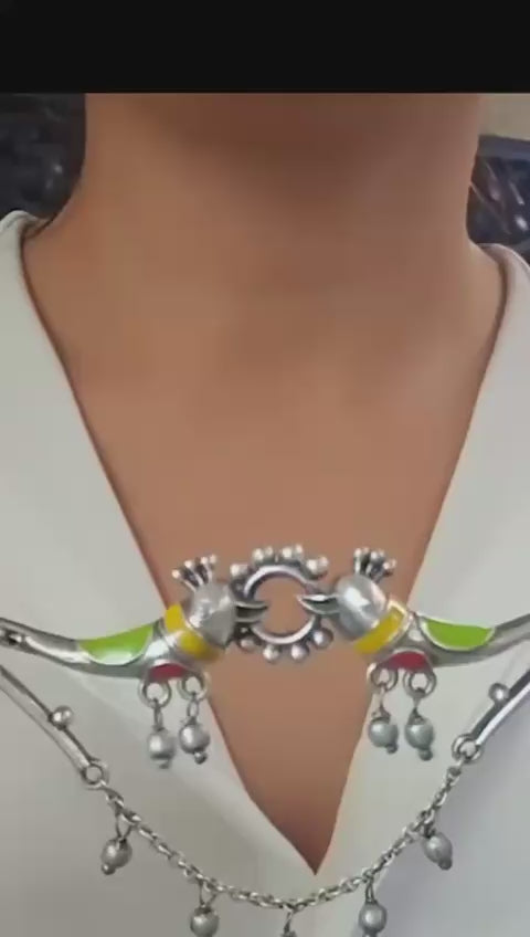 German silver Chidiya necklace set
