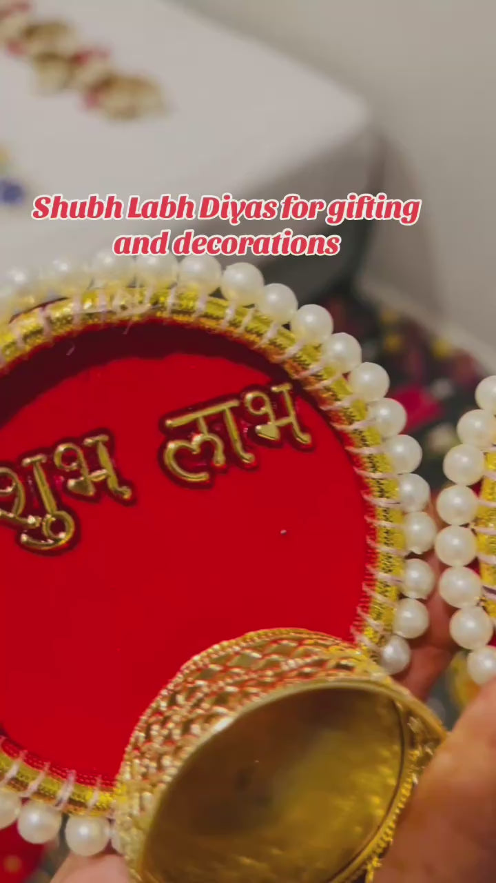 Red Subh Labh Tlight Candle holder